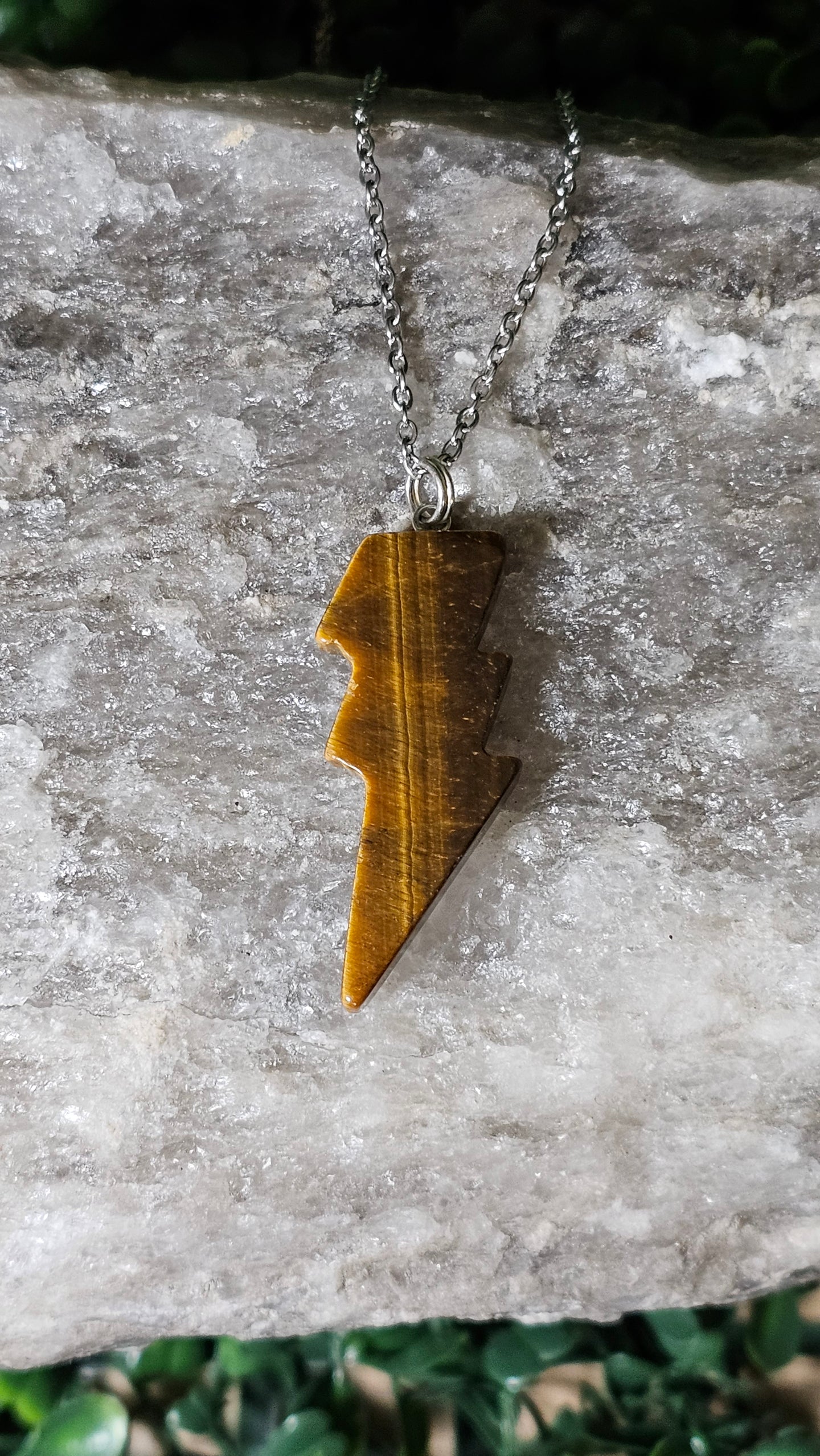 Tigers Eye - Lightning Bolt necklace